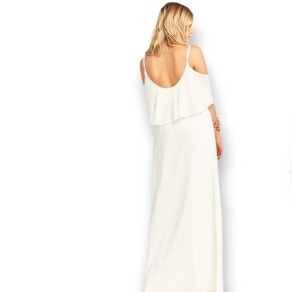 Show Me Your Mumu Caitlin Ruffle Maxi Dress Size Small White / Ivory - Picture 3 of 11